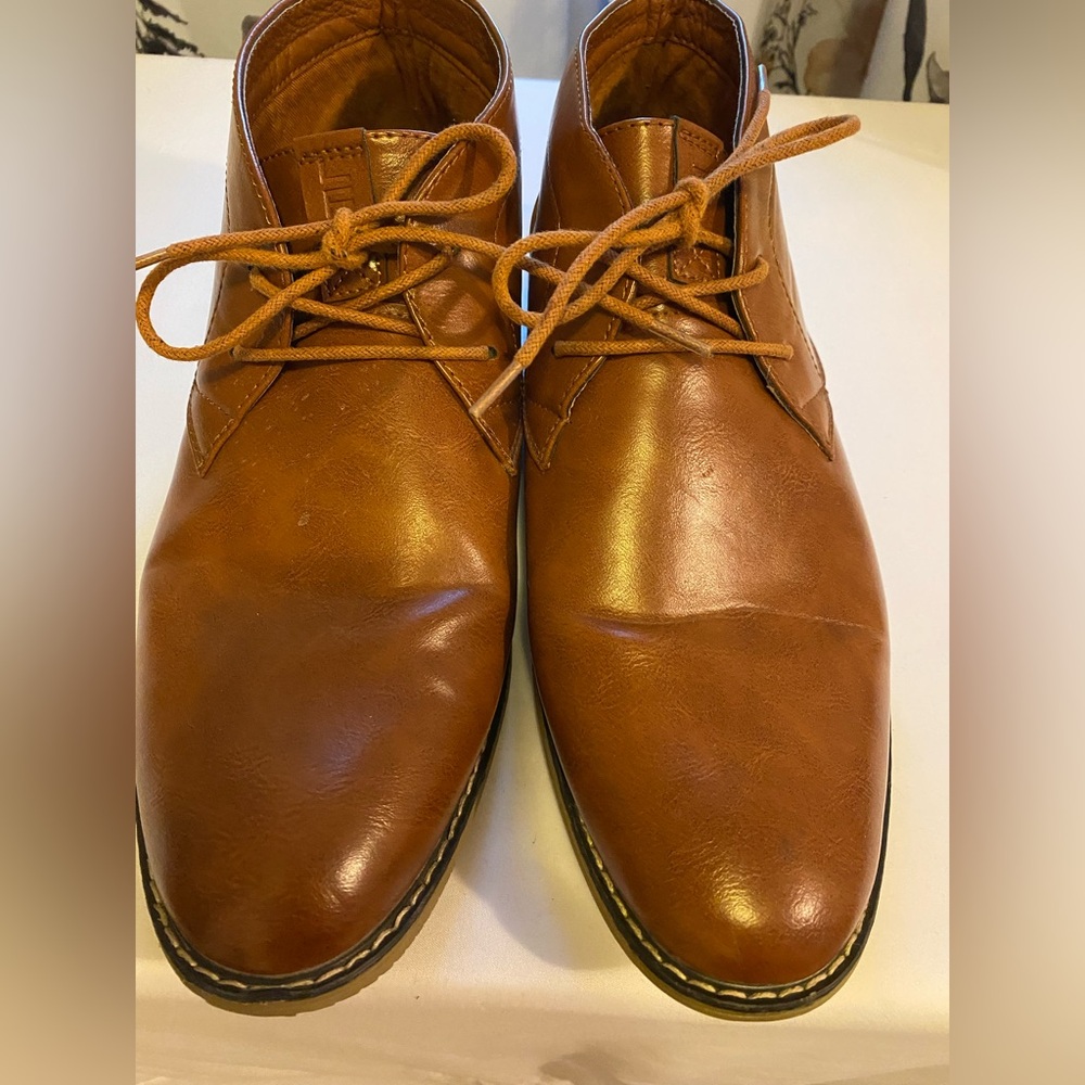 Men’s Brown Lace Up Chukka Boots London Fog Leather Size 12